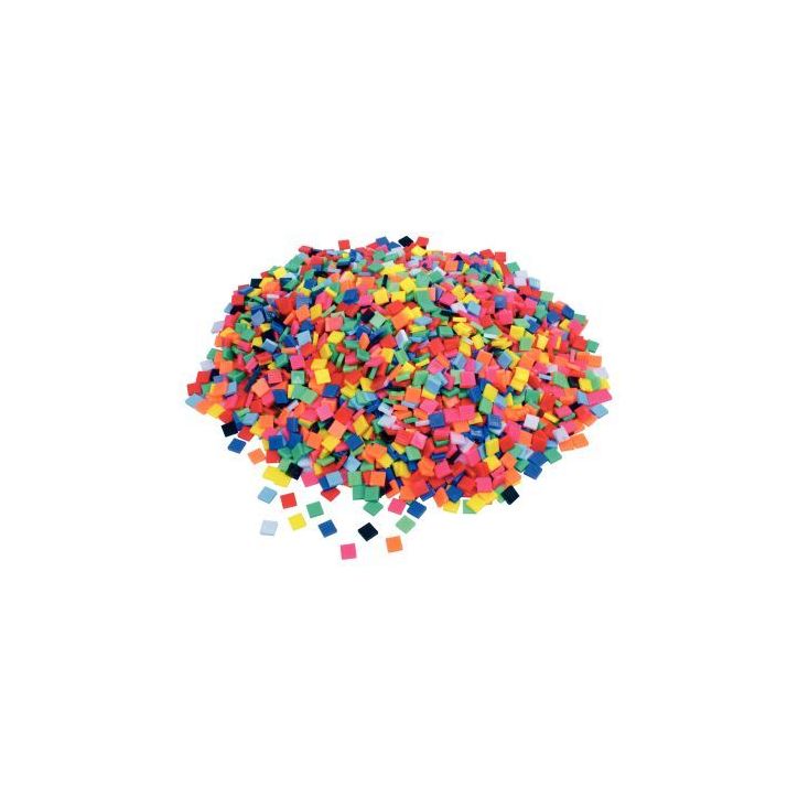 Sachet de 1 kilo de mosaïques en plastique, format : 1 x 1 cm 54194