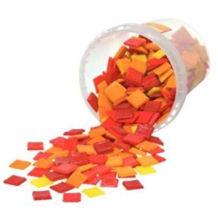 Achetez Seau de 1 kg de mosaïques 2x2 cm en pâte de verre rouge, orange, jaune CPV620104 pas cher ..