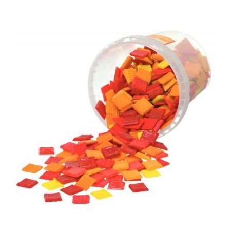Achetez Seau de 1 kg de mosaïques 2x2 cm en pâte de verre rouge, orange, jaune CPV620104 pas cher ..