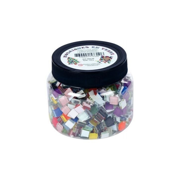 Pot de 750 grammes de mosaïque colorées en verre, format : 10 x 10 mm SH130