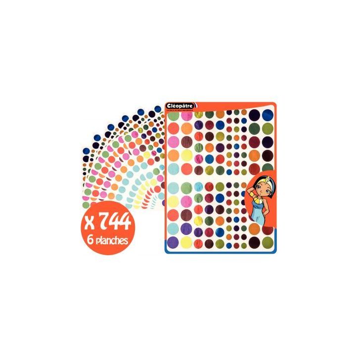 Pochette de 744 gommettes rondes métallisées assorties GARMULTIMET/6 CLEOPATRE