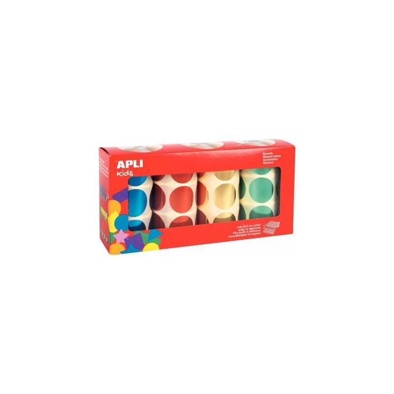 Achetez Lot de 4 rouleaux de gommettes rondes XL Ø33mm métal assorties 18400 APLI KIDS APLI pas ch.. Achetez Lot de 4 rouleaux de gommettes rondes XL Ø33mm métal assorties 18400 APLI KIDS APLI pas ch..