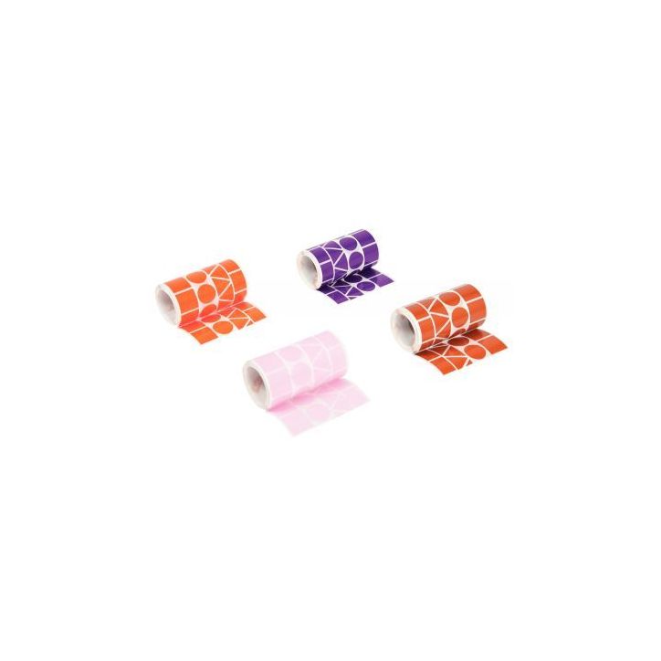 Lot de 4 rouleaux de maxi gommettes géométriques adhésives, couleurs pop assorties 11913 AGIPA