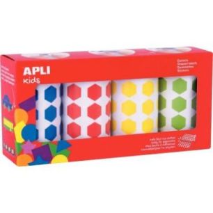 Achetez Pack de 4 rouleaux de 7080 gommettes hexagonales assorties 19192 APLI KIDS APLI pas cher sur..