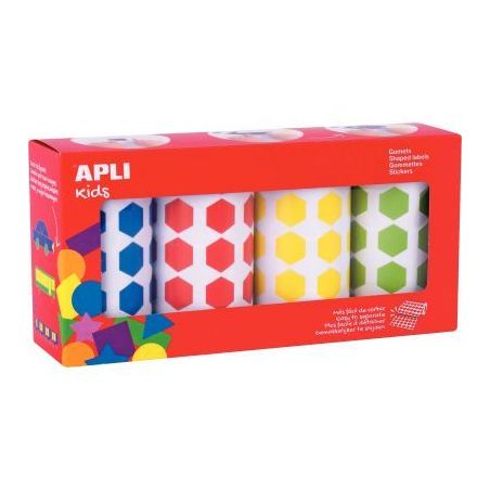 Achetez Pack de 4 rouleaux de 7080 gommettes hexagonales assorties 19192 APLI KIDS APLI pas cher sur..