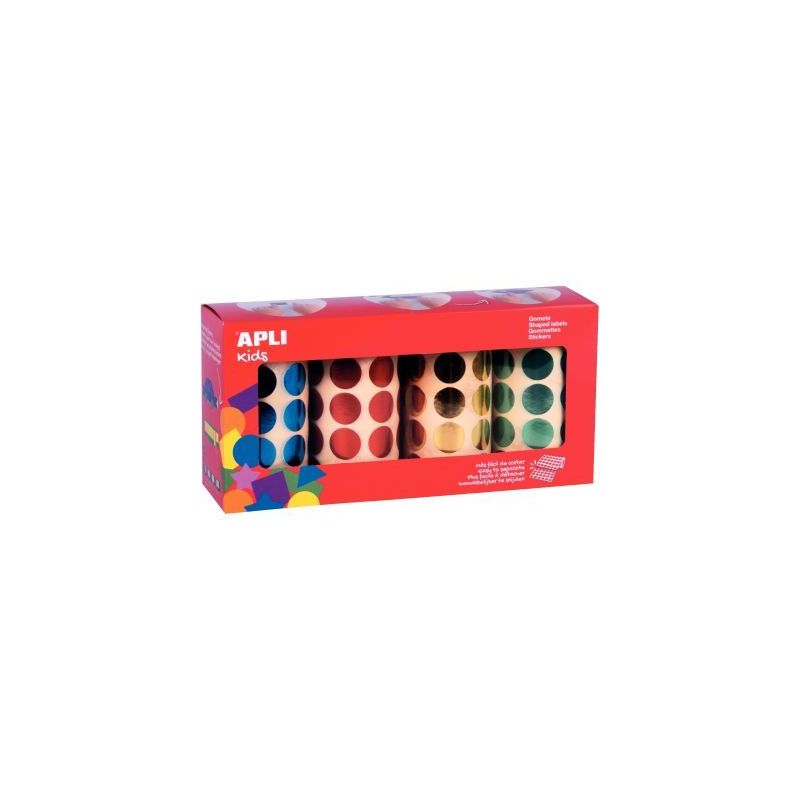Achetez Lot de 4 rouleaux de gommettes rondes Ø20mm métal assorties 102410 APLI KIDS APLI pas cher..