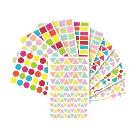Achetez Blister d'environ 1348 gommettes géométriques et fantaisies assorties AE064 O MAILDOR CLAI..