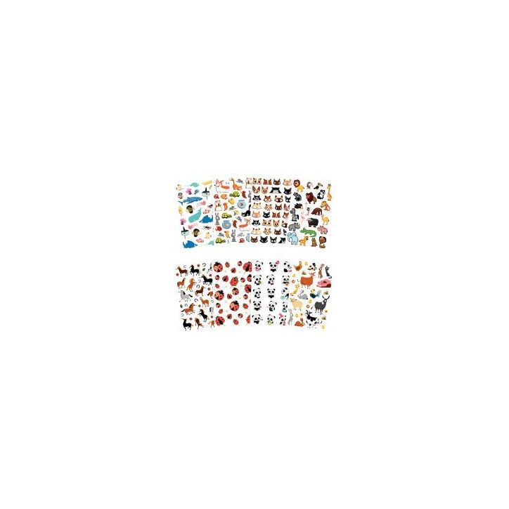 Pochette de 195 stickers déco 3D cooky thème animaux 560426C CLAIREFONTAINE