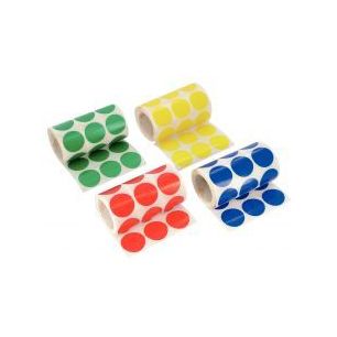 Achetez Lot de 4 rouleaux de maxi gommettes adhésives rondes diamètre 33 mm, couleurs vives assort..