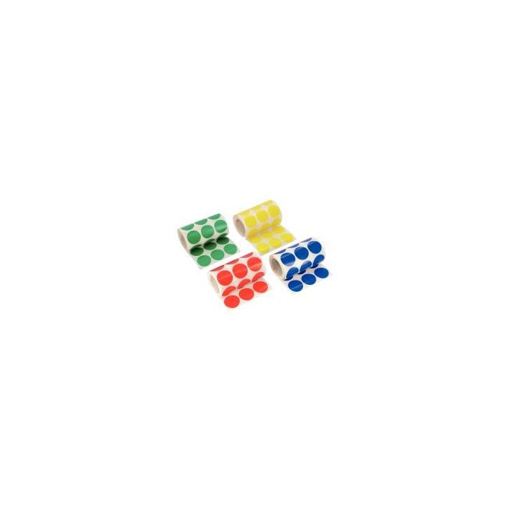 Lot de 4 rouleaux de maxi gommettes adhésives rondes diamètre 33 mm, couleurs vives assorties 14769 AGIPA
