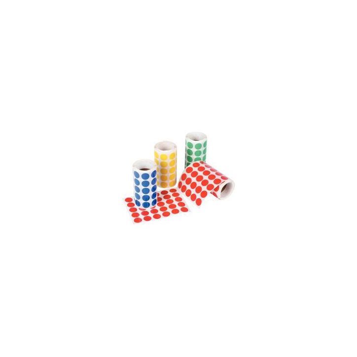 Lot de 4 rouleaux de maxi gommettes adhésives rondes diamètre 20 mm, couleurs vives assorties 13793 APLI