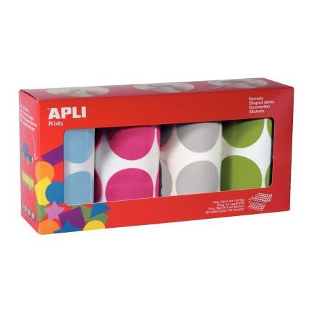 Achetez Lot de 4 rouleaux de gommettes XXL rondes Ø45mm assorties 18301 APLI KIDS APLI pas cher sur..