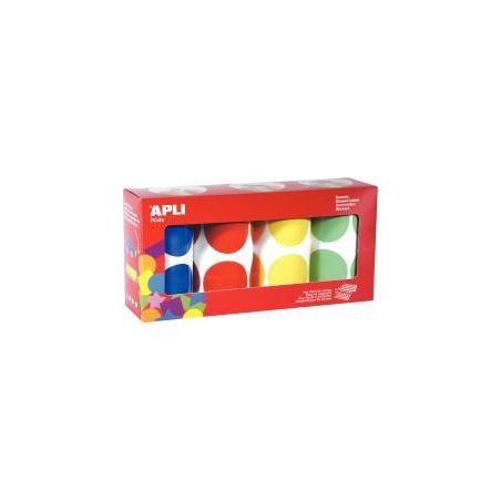 Achetez Lot de 4 rouleaux de maxi gommettes adhésives rondes diamètre 45mm, couleurs vives assorti..