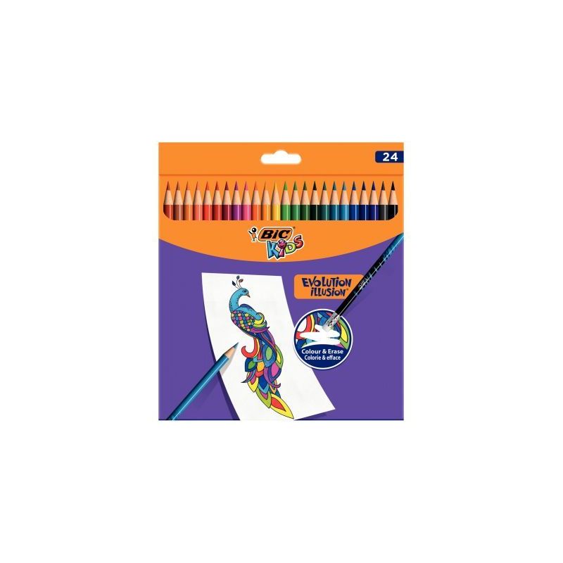 Achetez Etui de 24 crayons de couleur Evolution Illusion 987869 BIC pas cher sur Ma Rentrée Scolair..