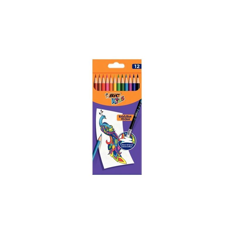 Achetez Etui de 12 crayons de couleur Evolution Illusion 987868 BIC pas cher sur Ma Rentrée Scolair..