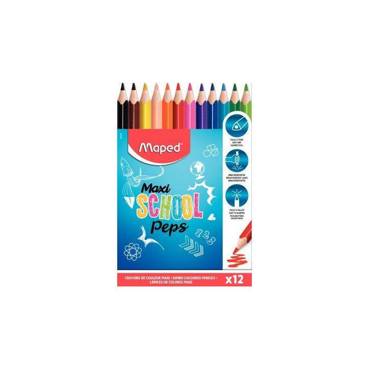 Pochette de 12 crayons de couleur gros module 834030 MAPED