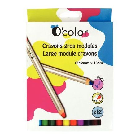 Achetez Boîte de 12 crayons O'Color 8mm assortis 1044 O'COLOR pas cher sur Ma Rentrée Scolaire