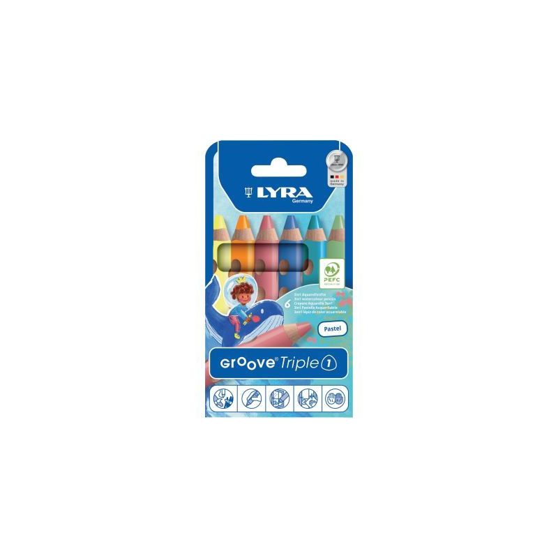 Achetez Étui de 6 crayons de couleur Groove Triple pastel L3831065 LYRA pas cher sur Ma Rentrée Sc..
