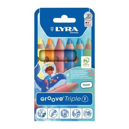 Achetez Étui de 6 crayons de couleur Groove Triple pastel L3831065 LYRA pas cher sur Ma Rentrée Sc..