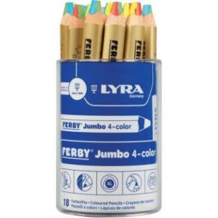 Pot de 18 crayons Jumbo 4 Color arc en ciel L3653180 LYRA