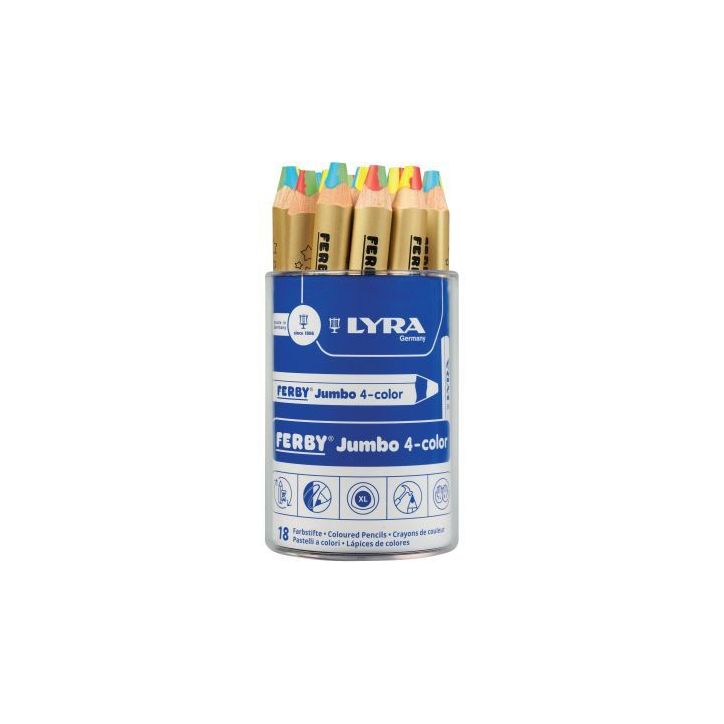Pot de 18 crayons Jumbo 4 Color arc en ciel L3653180 LYRA