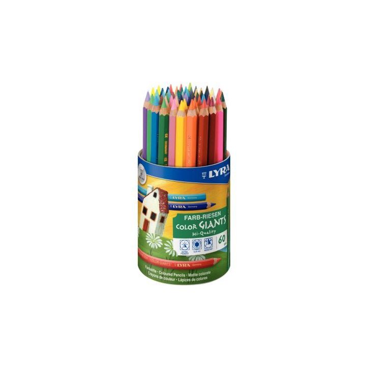 Pot de 60 crayons de couleur mines diamètre 6,25mm assortis L3943600 LYRA