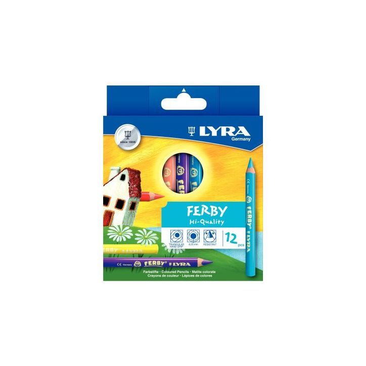 Pochette de 12 crayons de couleur Ferby triangulaires 12 cm couleurs assorties L3621120 FERBY LYRA