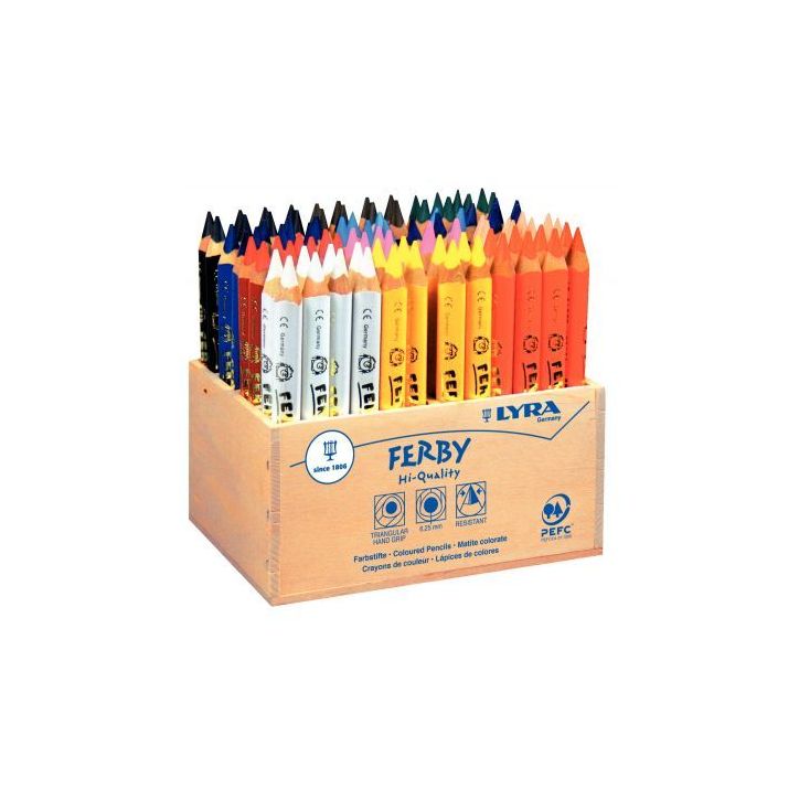 Boîte de 96 crayons de couleur Ferby triangulaires 12 cm corps verni L3622960 FERBY LYRA