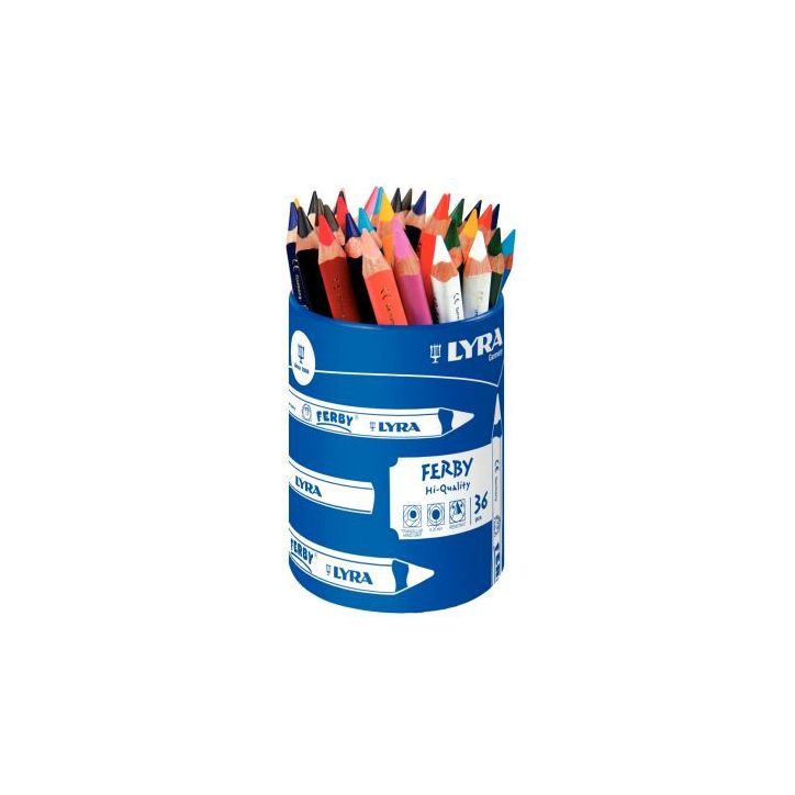 Pot de 36 crayons de couleur Lyra Ferby triangulaires gros module L3623360 FERBY LYRA