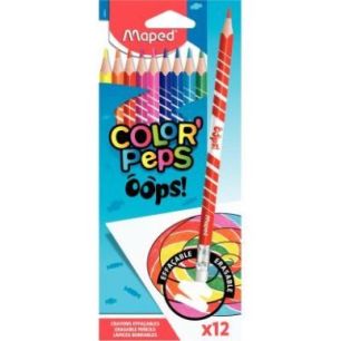 Achetez Pochette de 12 crayons de couleur Oops effaçables 832812 MAPED pas cher sur Ma Rentrée Sco..
