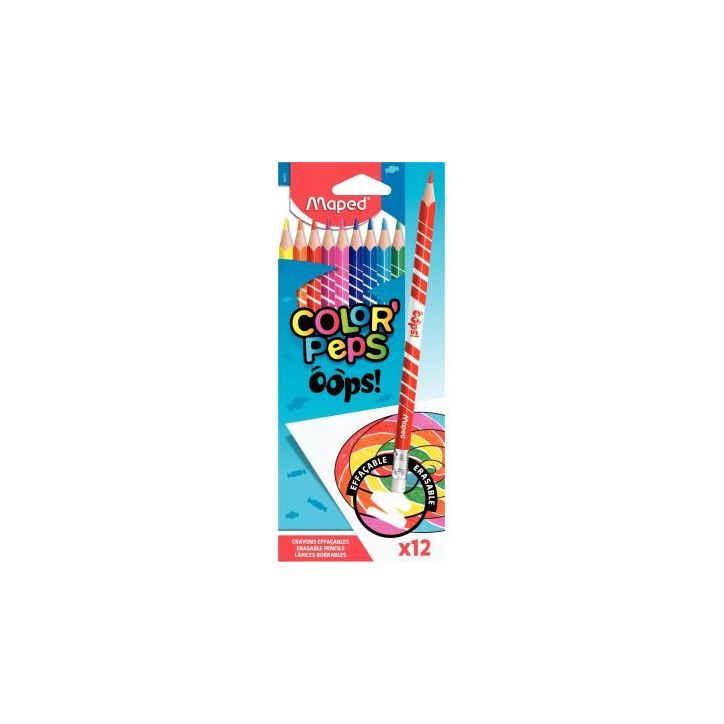Pochette de 12 crayons de couleur Oops effaçables 832812 MAPED