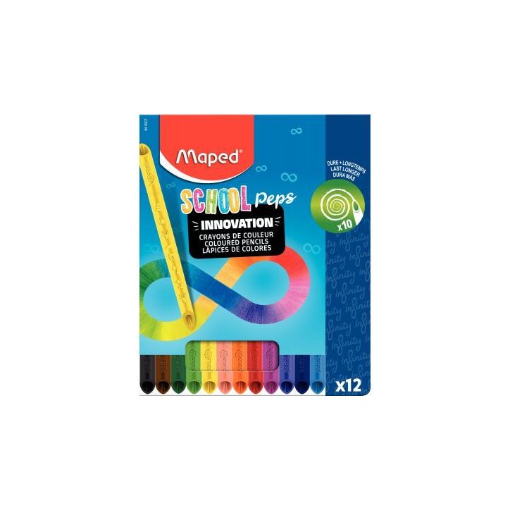 Pochette de 12 crayons de couleur School'peps Infinity 861607 MAPED