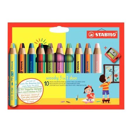 Achetez Etui de 10 crayons Woody Duo + 1 taille crayons 882/10-2 STABILO pas cher sur Ma Rentrée Sc..