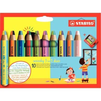 Achetez Etui de 10 crayons Woody Duo + 1 taille crayons 882/10-2 STABILO pas cher sur Ma Rentrée Sc..