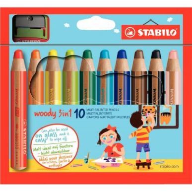 Achetez Etui de 10 crayons de couleur aquarellable  Woody + 1 taille-crayon 880/10-2 STABILO pas che..