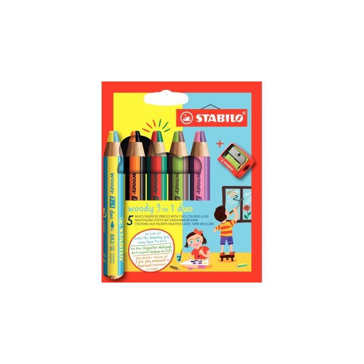 Etui de 5 crayons Woody Duo + 1 taille crayons 882/05-2 STABILO