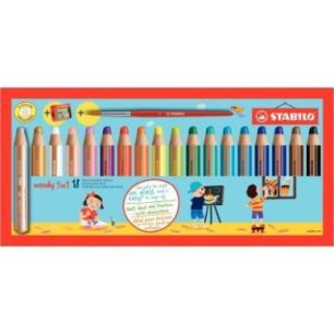 Achetez Etui de 18 crayons de couleur Woody + 1 taille-crayon + 1 pinceau 880/18-3 STABILO pas cher ..