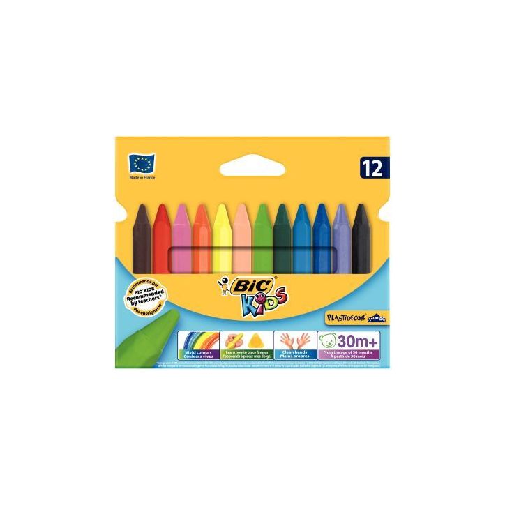 Etui 12 craies Plastidécor triangulaire 8297733 BIC KIDS BIC