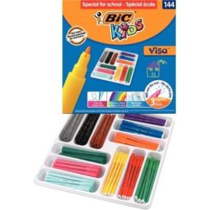 Achetez Boîte Classpack de 144 Visa couleurs assorties pointe fine 8878381 VISA BIC pas cher sur Ma..