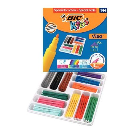 Achetez Boîte Classpack de 144 Visa couleurs assorties pointe fine 8878381 VISA BIC pas cher sur Ma..