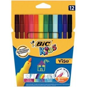 Achetez Lot de 25 pochettes de 12 feutres Visa 880 pointe fine couleurs assorties 890614 VISA BIC pa..