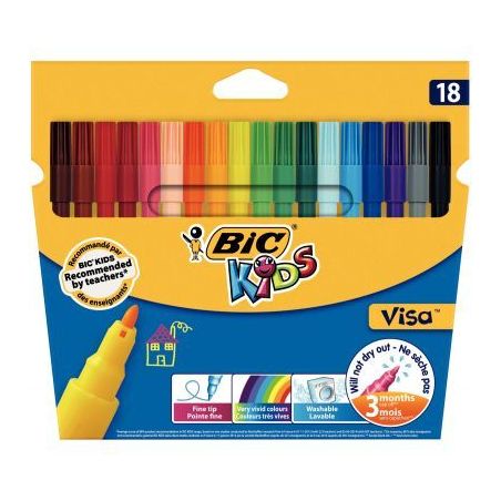 Achetez Pochette de 18 feutres Visa 880 pointe fine couleurs assorties 8886811 VISA BIC pas cher sur..