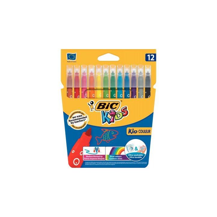 Etui de 12 feutres Kid couleurs pointe moyenne 920293 BIC