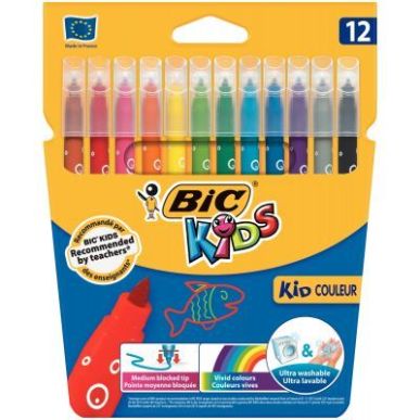 Achetez Etui de 12 feutres Kid couleurs pointe moyenne 920293 BIC pas cher sur Ma Rentrée Scolaire