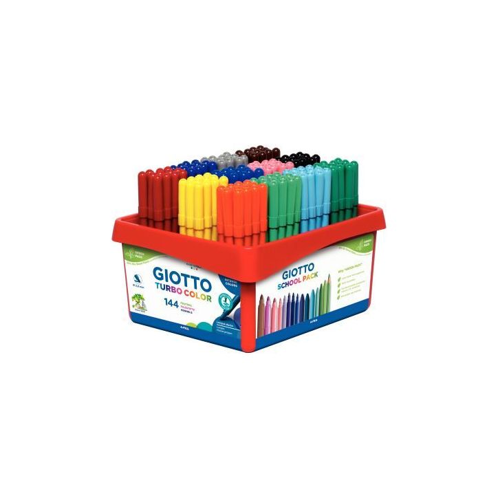 Classpack de 144 feutres Turbo Color pointe moyenne  assortis F525900 GIOTTO