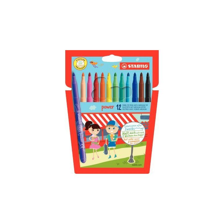 Lot de 12 pochettes de feutres power dont 2 gratuits LOTINTERNE STABILO