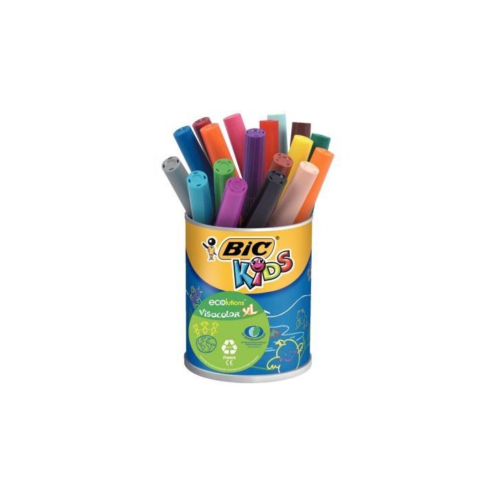 Pot de 18 Visacolor XL pointe ogive extra large couleurs assorties 8922243 VISACOLOR BIC