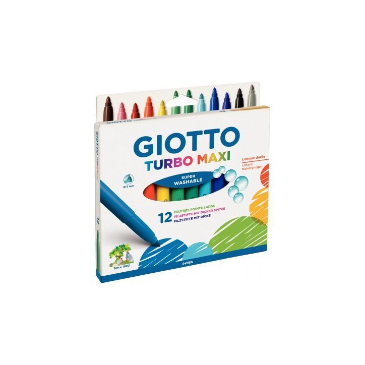 Etui de 12 feutres Turbo maxi assortis F076400 GIOTTO
