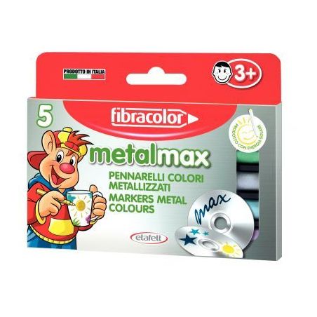 Achetez Boite de 5 marqueurs de coloriage pointe ogive métallisés assortis 10580MZ005SE pas cher s..