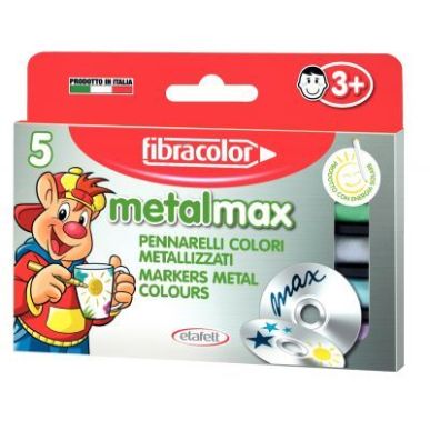 Achetez Boite de 5 marqueurs de coloriage pointe ogive métallisés assortis 10580MZ005SE pas cher s..
